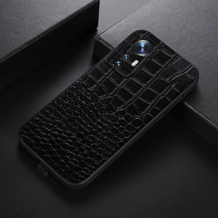 For Xiaomi 12 Pro Crocodile Top Layer Cowhide Leather Phone Case(Black) Eurekaonline
