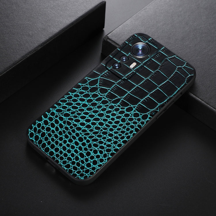 For Xiaomi 12 Pro Crocodile Top Layer Cowhide Leather Phone Case(Cyan Blue) Eurekaonline