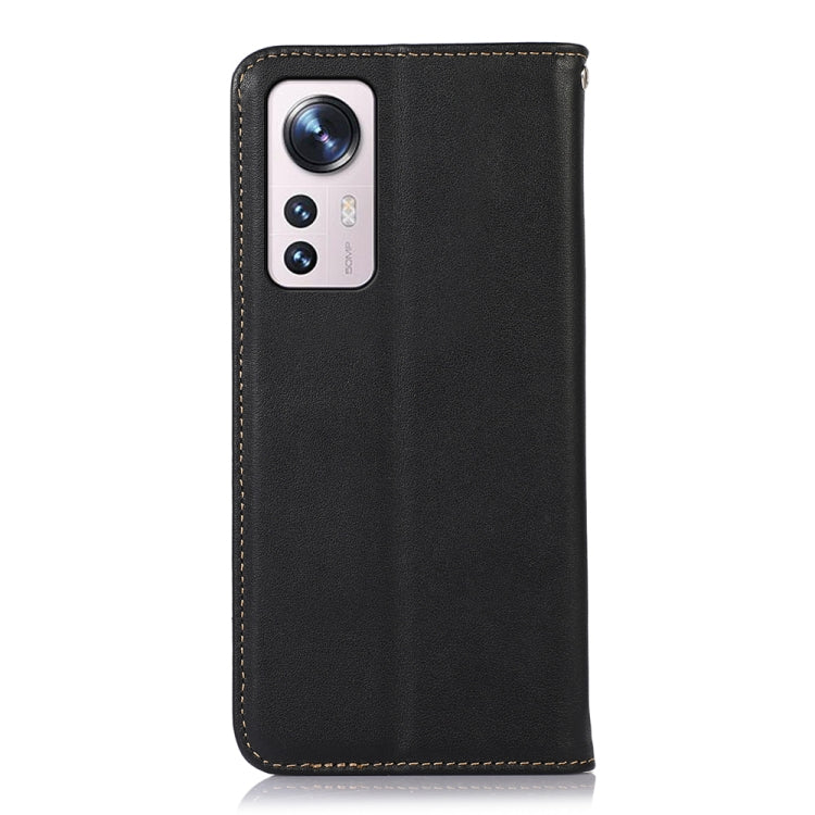 For Xiaomi 12 Pro KHAZNEH Nappa Top Layer Cowhide Leather Phone Case(Black) Eurekaonline
