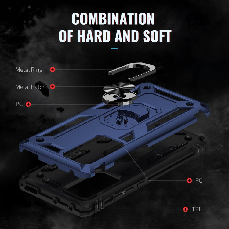 For Xiaomi 12 Pro Shockproof TPU + PC Phone Case with Holder(Blue) Eurekaonline