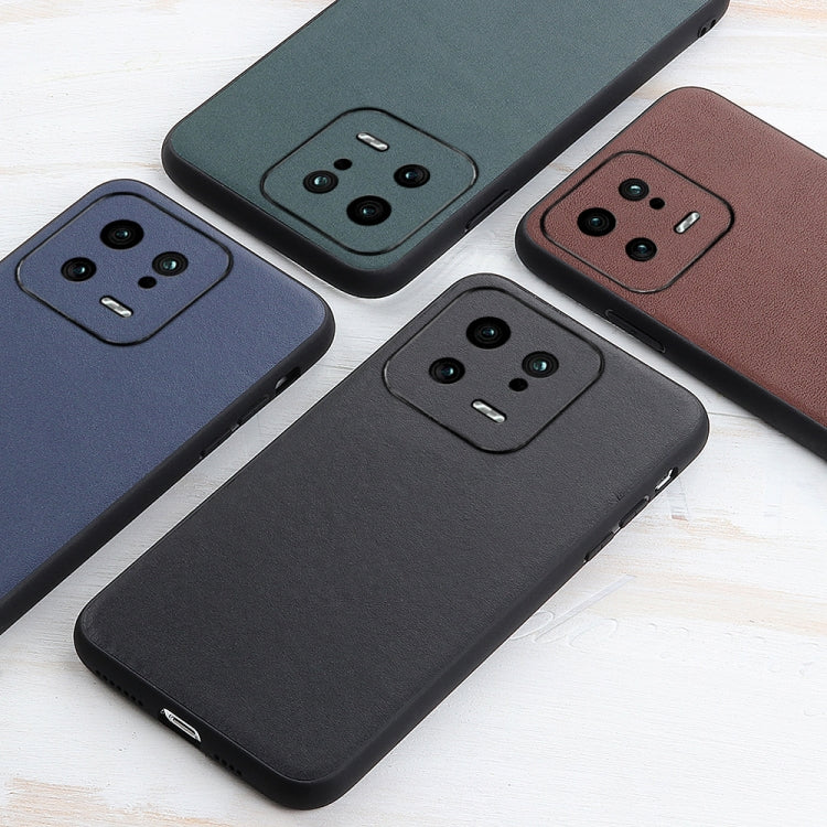 For Xiaomi 13 Accurate Hole Lambskin Texture Genuine Leather Phone Case(Black) Eurekaonline