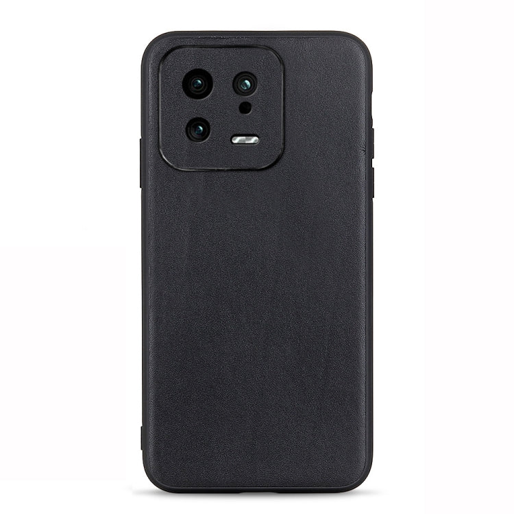 For Xiaomi 13 Accurate Hole Lambskin Texture Genuine Leather Phone Case(Black) Eurekaonline