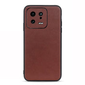 For Xiaomi 13 Accurate Hole Lambskin Texture Genuine Leather Phone Case(Brown) Eurekaonline