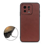 For Xiaomi 13 Accurate Hole Lambskin Texture Genuine Leather Phone Case(Brown) Eurekaonline