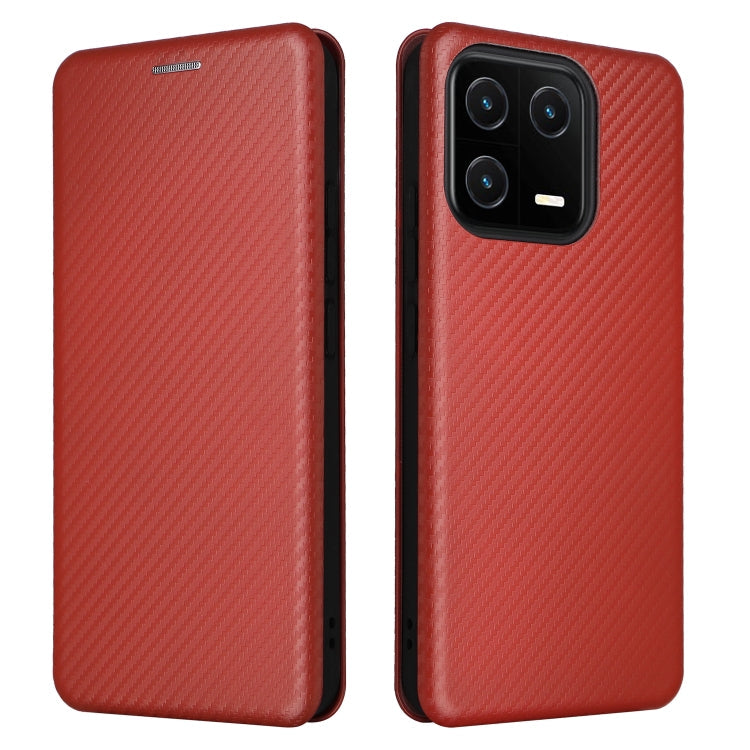 For Xiaomi 13 Carbon Fiber Texture Flip Leather Phone Case(Brown) Eurekaonline
