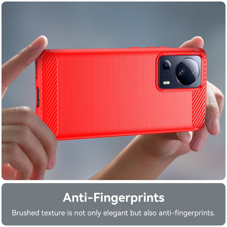 For Xiaomi 13 Lite Brushed Texture Carbon Fiber TPU Phone Case(Red) Eurekaonline