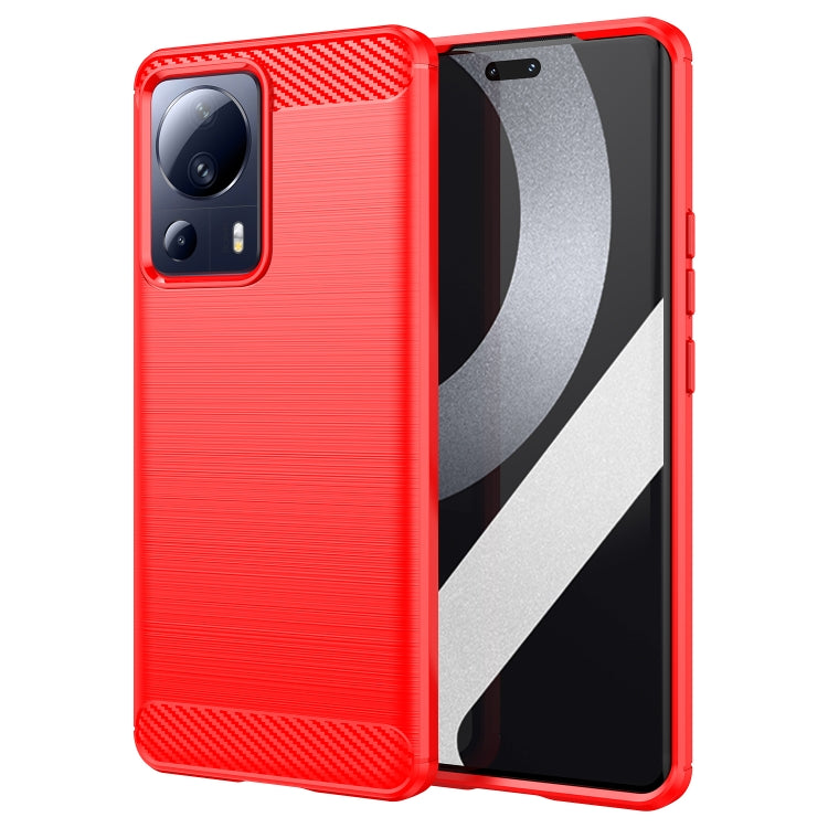 For Xiaomi 13 Lite Brushed Texture Carbon Fiber TPU Phone Case(Red) Eurekaonline