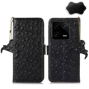 For Xiaomi 13 Ostrich Pattern Genuine Leather RFID Phone Case(Black) Eurekaonline