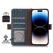 For Xiaomi 13 Ostrich Pattern Genuine Leather RFID Phone Case(Blue) Eurekaonline