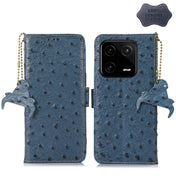 For Xiaomi 13 Ostrich Pattern Genuine Leather RFID Phone Case(Blue) Eurekaonline