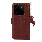 For Xiaomi 13 Ostrich Pattern Genuine Leather RFID Phone Case(Coffee) Eurekaonline
