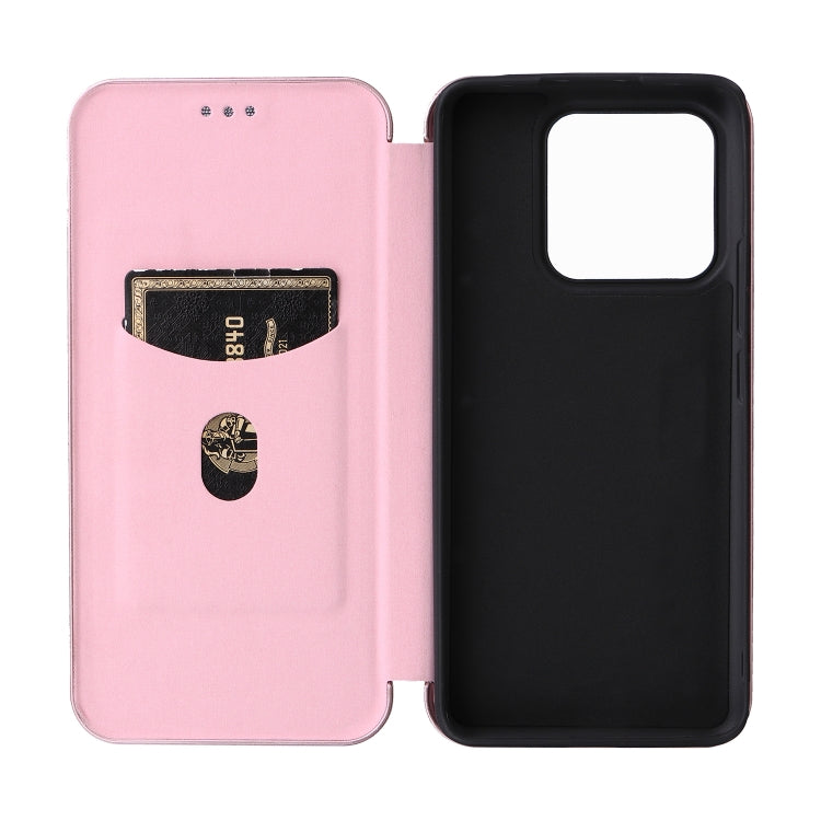 For Xiaomi 13 Pro Global Carbon Fiber Texture Horizontal Flip PU Phone Case(Pink) Eurekaonline