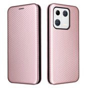 For Xiaomi 13 Pro Global Carbon Fiber Texture Horizontal Flip PU Phone Case(Pink) Eurekaonline