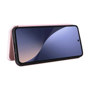 For Xiaomi 13 Pro Global Carbon Fiber Texture Horizontal Flip PU Phone Case(Pink) Eurekaonline