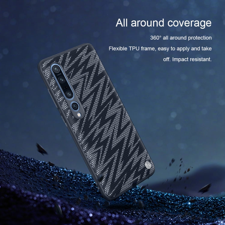 For Xiaomi Mi 10 Pro NILLKIN Glorious Series TPU + PC 3D Geometric Texture Reflective Mobile Phone Protective Case(Silver Light) Eurekaonline