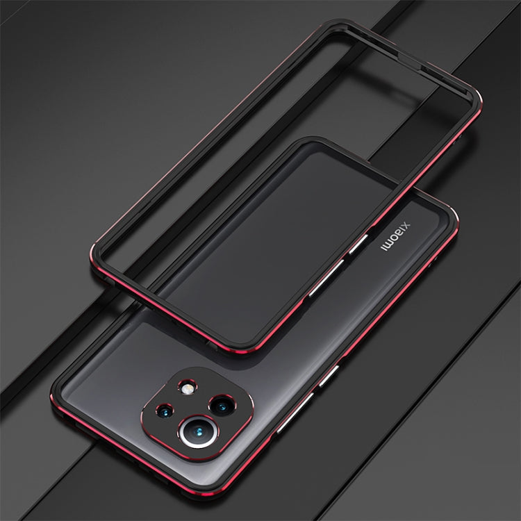 For Xiaomi Mi 11 Aurora Series Lens Protector + Metal Frame Protective Case(Black Red) Eurekaonline