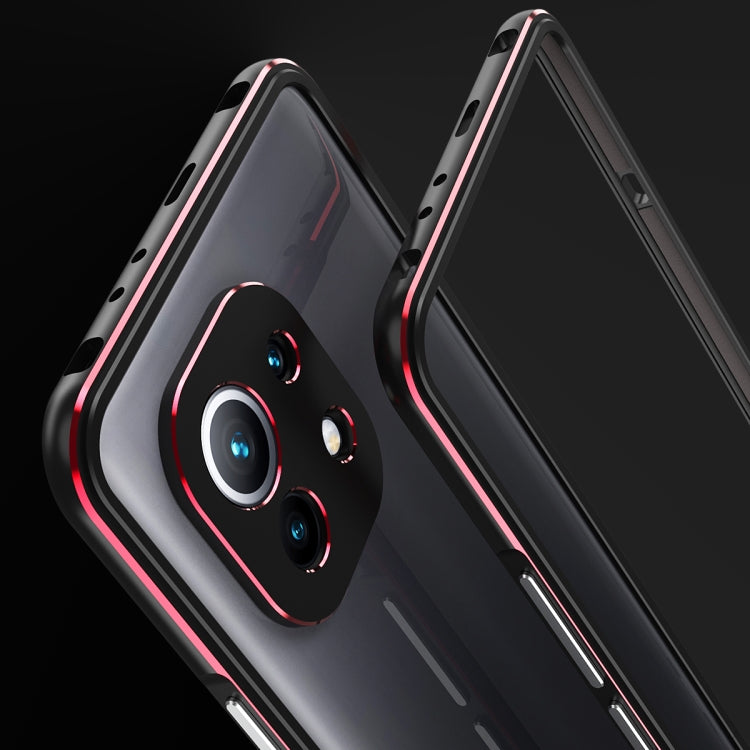 For Xiaomi Mi 11 Aurora Series Lens Protector + Metal Frame Protective Case(Black Red) Eurekaonline