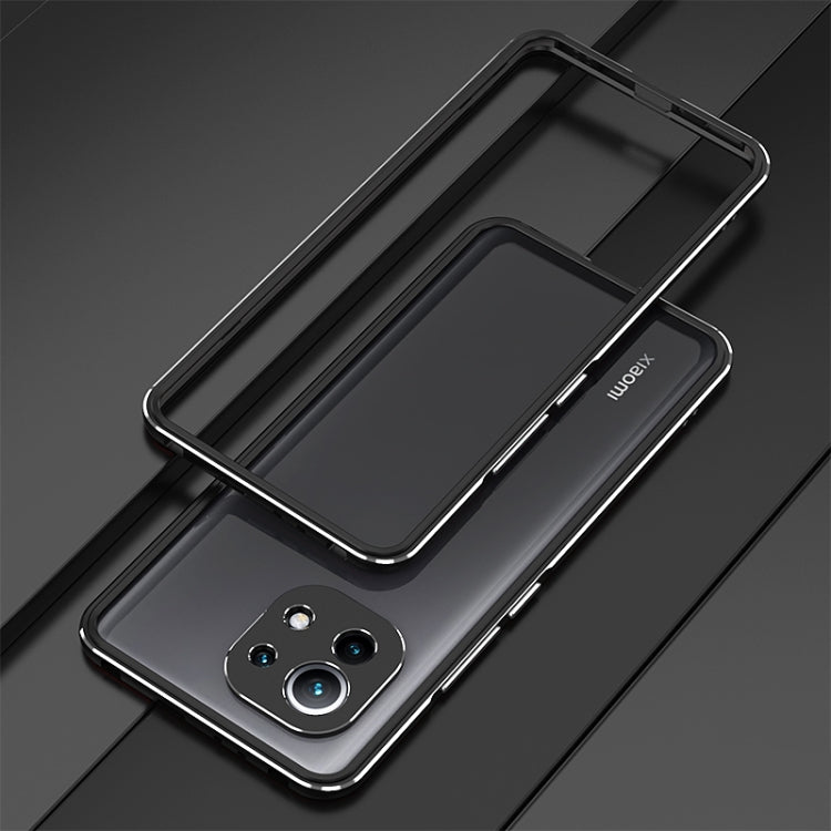 For Xiaomi Mi 11 Aurora Series Lens Protector + Metal Frame Protective Case(Black Silver) Eurekaonline