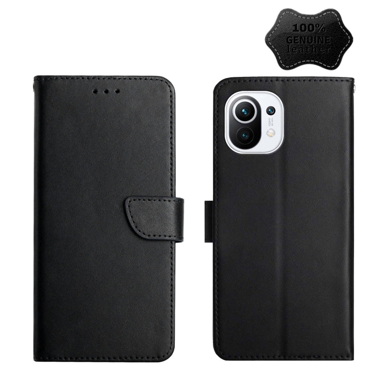 For Xiaomi Mi 11 Genuine Leather Fingerprint-proof Horizontal Flip Phone Case(Black) Eurekaonline