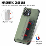 For Xiaomi Mi 11 Lite Carbon Fiber Magnetic Card Bag TPU+PU Shockproof Back Cover Case with Holder & Card Slot & Photo Frame(Green) Eurekaonline