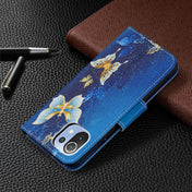 For Xiaomi Mi 11 Lite Colored Drawing Pattern Horizontal Flip Leather Case with Holder & Card Slots & Wallet(Gold Butterfly) Eurekaonline