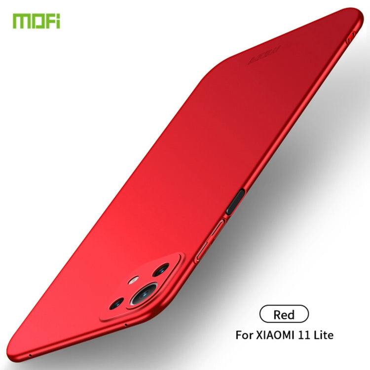 For Xiaomi Mi 11 Lite MOFI Frosted PC Ultra-thin Hard Case(Red) Eurekaonline