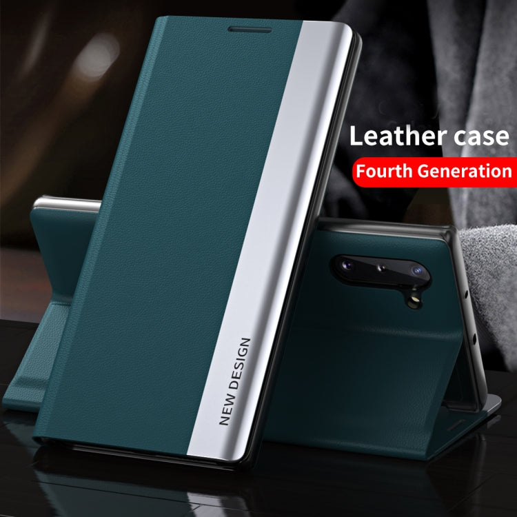 For Xiaomi Mi 11 Lite Side Electroplated Magnetic Ultra-Thin Horizontal Flip Leather Case with Holder(Blue) Eurekaonline