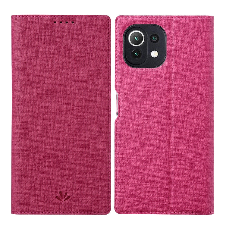 For Xiaomi Mi 11 Lite ViLi DMX Series Shockproof TPU + PU Leather Magnetic Attraction Horizontal Flip Case with Card Slot & Holder(Rose Red) Eurekaonline