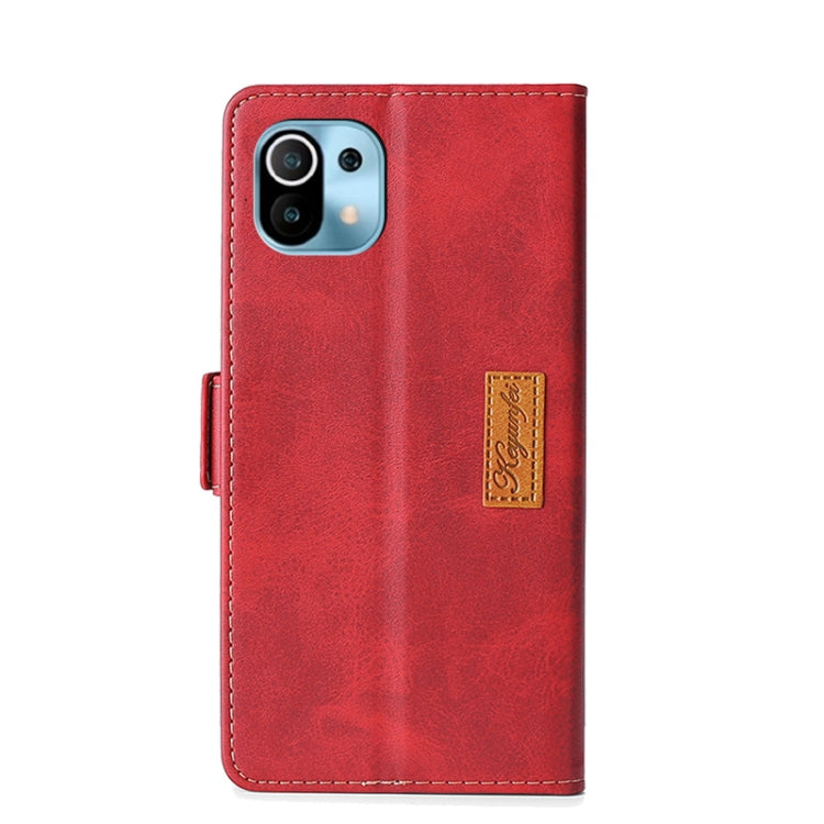 For Xiaomi Mi 11 Retro Texture Contrast Color Side Buckle Horizontal Flip Leather Case with Holder & Card Slots & Wallet(Red) Eurekaonline