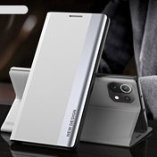 For Xiaomi Mi 11 Side Electroplated Magnetic Ultra-Thin Horizontal Flip Leather Case with Holder(Silver) Eurekaonline