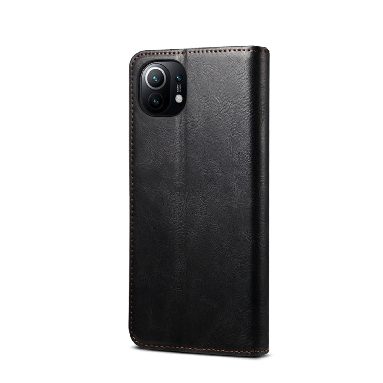 For Xiaomi Mi 11 Simple Wax Crazy Horse Texture Horizontal Flip Leather Case with Card Slots & Wallet(Black) Eurekaonline