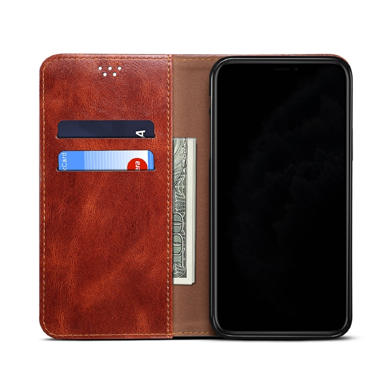 For Xiaomi Mi 11 Simple Wax Crazy Horse Texture Horizontal Flip Leather Case with Card Slots & Wallet(Brown) Eurekaonline