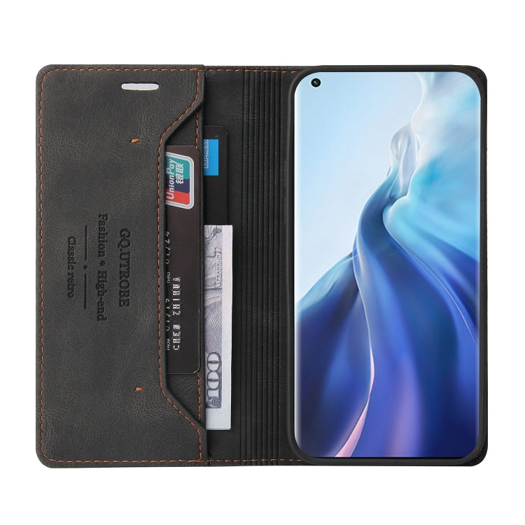 For Xiaomi Mi 11 Skin Feel Anti-theft Brush Horizontal Flip Leather Case with Holder & Card Slots & Wallet(Black) Eurekaonline