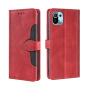 For Xiaomi Mi 11 Skin Feel Straw Hat Magnetic Buckle Leather Phone Case(Red) Eurekaonline