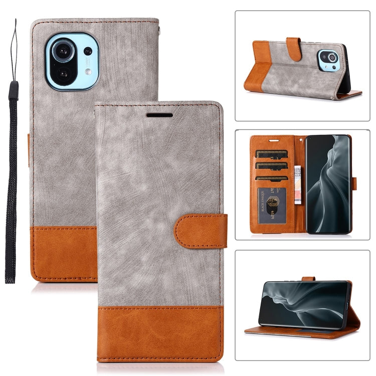 For Xiaomi Mi 11 Splicing Leather Phone Case(Grey) Eurekaonline