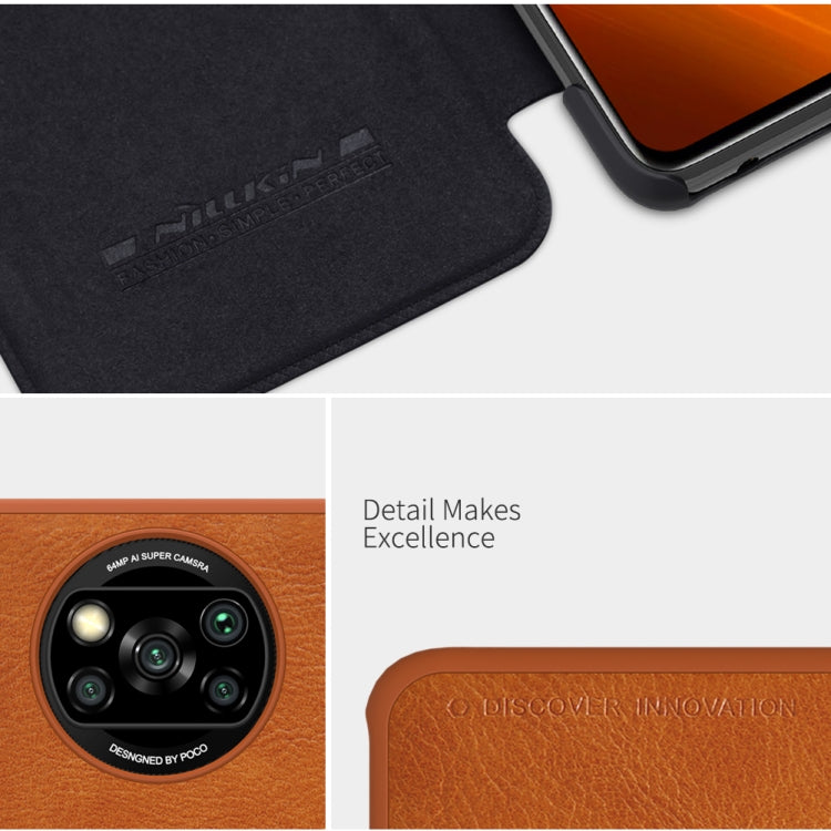 For Xiaomi Mi Poco X3 / NFC NILLKIN QIN Series Crazy Horse Texture Horizontal Flip Leather Case with Card Slot(Black) Eurekaonline