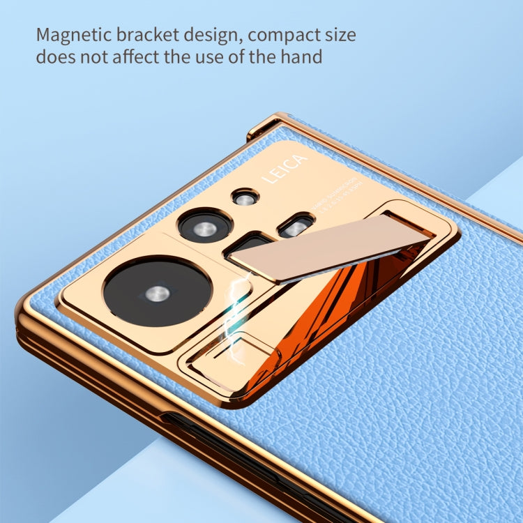 For Xiaomi Mix Fold 2 Electroplated Frame Plain Leather Phone Case(Black) Eurekaonline