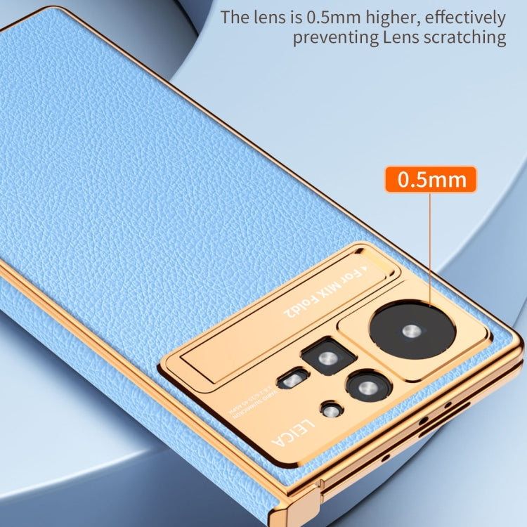 For Xiaomi Mix Fold 2 Electroplated Frame Plain Leather Phone Case(Black) Eurekaonline
