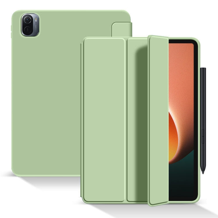  Pad 5 Pro Skin Feel Matte Honeycomb Leather Tablet Case with Tri-fold Bracket(Light Green) Eurekaonline