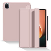 For Xiaomi Pad 5 / Pad 5 Pro Skin Feel Matte Honeycomb Leather Tablet Case with Tri-fold Bracket(Light Pink) Eurekaonline