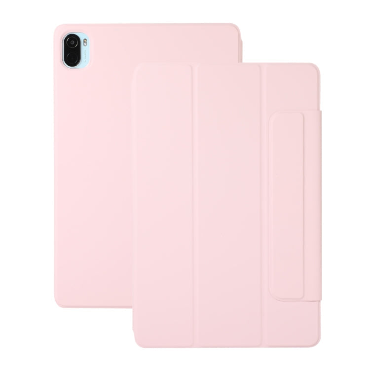  Pad 5 Pro Solid Color Magnetic Buckle Horizontal Flip Leather Case with Holder(Pink) Eurekaonline