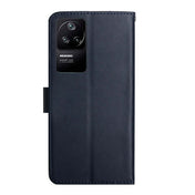 For Xiaomi Poco F4 5G Genuine Leather Fingerprint-proof Horizontal Flip Phone Case(Blue) Eurekaonline