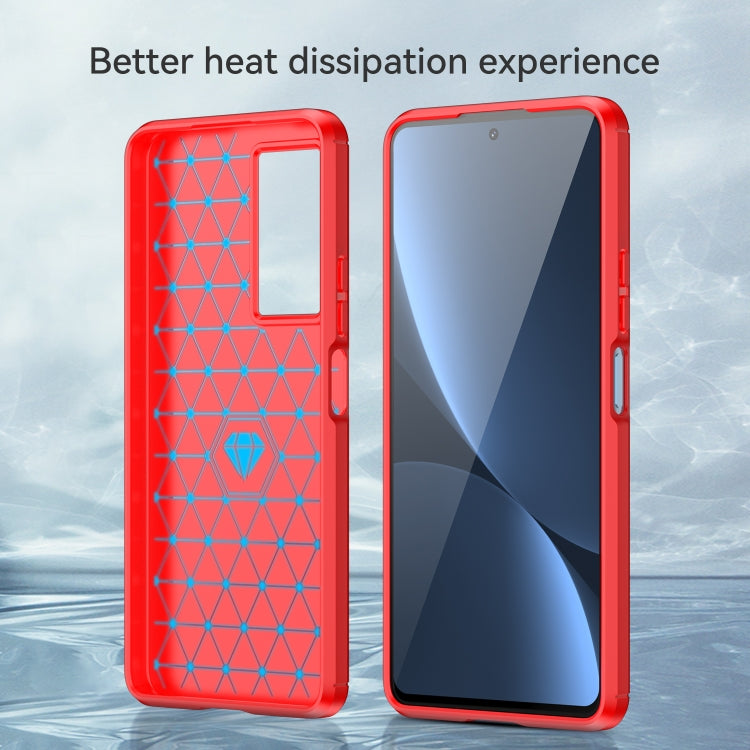 For Xiaomi Poco F4 Brushed Texture Carbon Fiber TPU Phone Case(Red) Eurekaonline