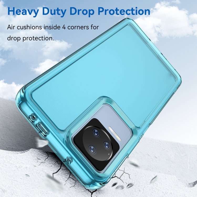 For Xiaomi Poco F4 Candy Series TPU Phone Case(Transparent Blue) Eurekaonline