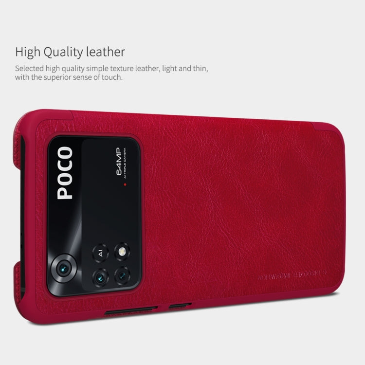 For Xiaomi Poco M4 Pro NILLKIN QIN Series Crazy Horse Texture Leather Phone Case(Black) Eurekaonline