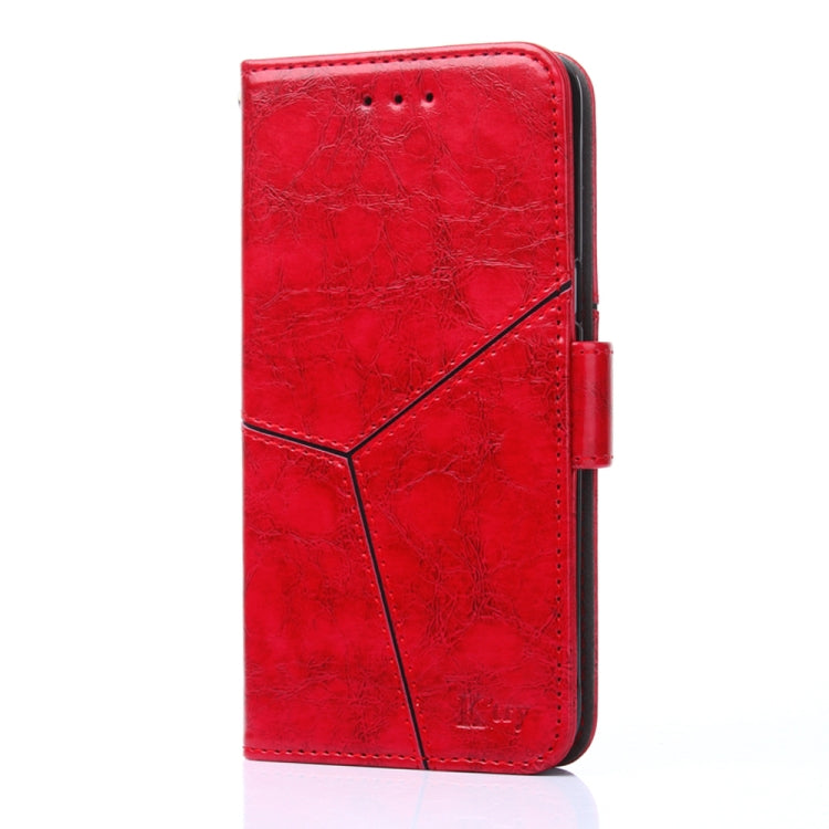 For Xiaomi Poco M5 4G Geometric Stitching Horizontal Flip Leather Phone Case(Red) Eurekaonline