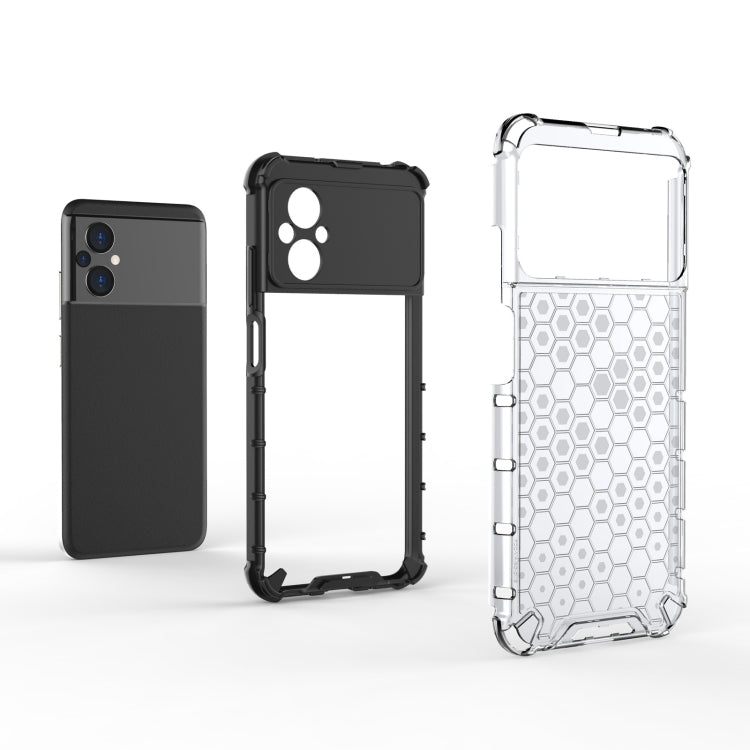 For Xiaomi Poco M5 4G India Shockproof Honeycomb PC + TPU Phone Case(Black) Eurekaonline