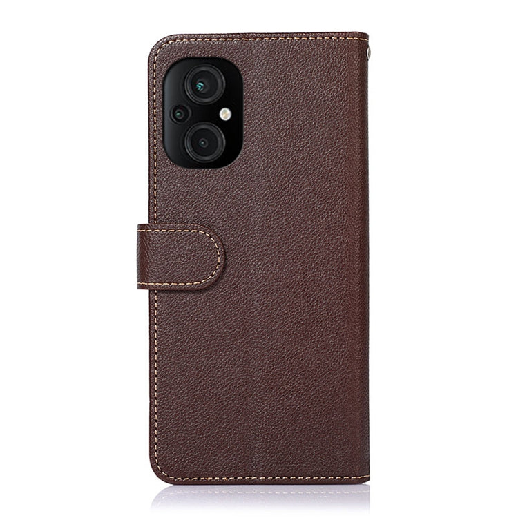 For Xiaomi Poco M5 5G / 4G KHAZNEH Litchi Texture Leather RFID Phone Case(Brown) Eurekaonline