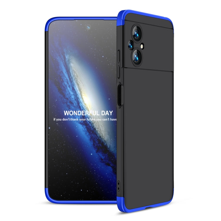 For Xiaomi Poco M5 GKK Three Stage Splicing Full Coverage PC Phone Case(Black Blue) Eurekaonline