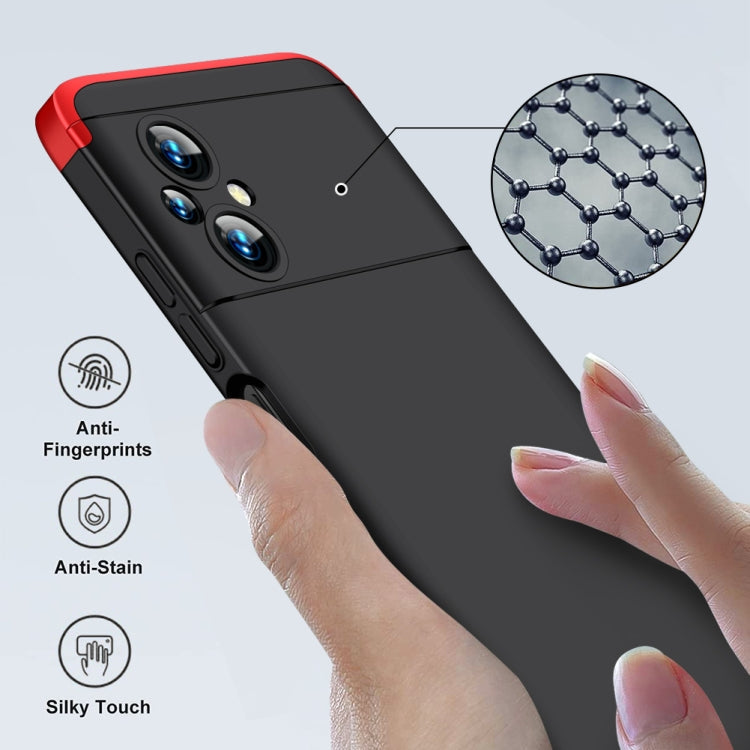 For Xiaomi Poco M5 GKK Three Stage Splicing Full Coverage PC Phone Case(Black Red) Eurekaonline